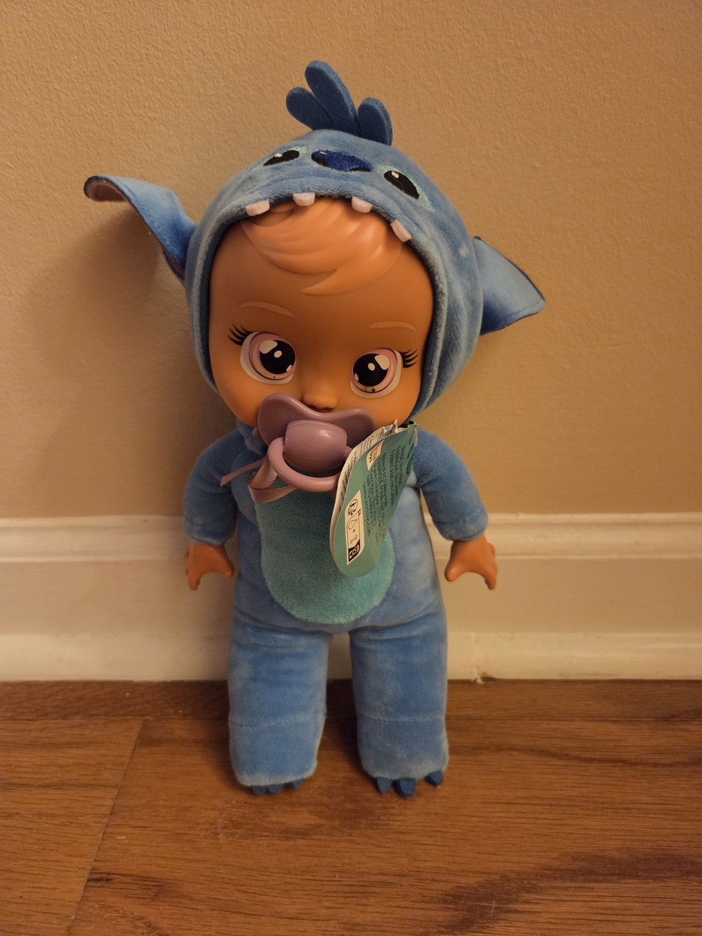 Plush Blue Baby Doll in Stitch Costume with Pacifier